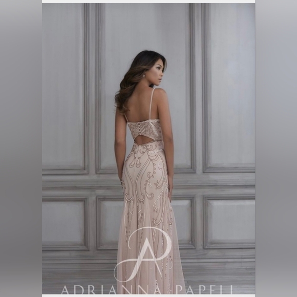 Adrianna Papell Blush Pink Embellished Prom Dress - Picture 2 of 9